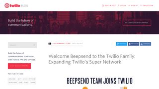 Welcome Beepsend to the Twilio Family: Expanding Twilio's Super ...