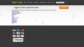 BeeVPN - Login to the customer area | BeeVPN.com