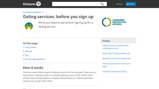 Dating services: before you sign up | Ontario.ca
