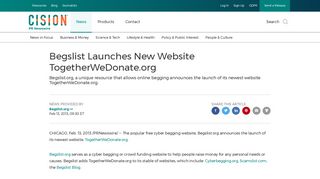 Begslist Launches New Website TogetherWeDonate.org - PR Newswire