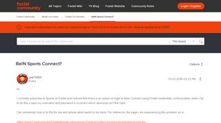 Foxtel Help & Support - BeIN Sports Connect? - Foxtel Community ...