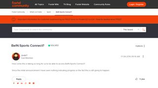 Solved: Foxtel Help & Support - BeIN Sports Connect? - Foxtel ...