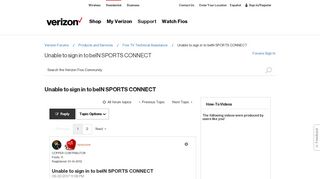 Unable to sign in to beIN SPORTS CONNECT - Verizon Fios Community
