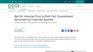 Bel Air Internet First to Roll Out Guaranteed Symmetrical Internet Speeds