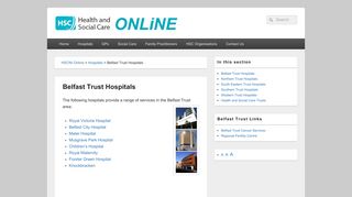 Belfast Trust Hospitals – HSCNI Online