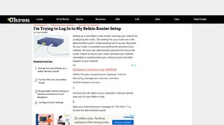 I'm Trying to Log In to My Belkin Router Setup | Chron.com