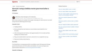 How to setup a Belkin router password after a reset - Quora