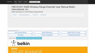 F9K1015V1 N300 Wireless Range Extender User Manual Belkin ...