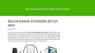 BELKIN RANGE EXTENDER SETUP N600