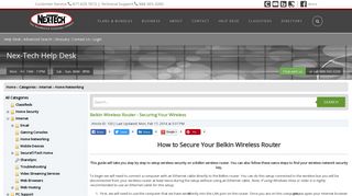 Belkin Wireless Router - Securing Your Wireless - Nex-Tech Help Desk