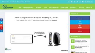 How To Login Belkin Wireless Router | 192.168.2.1 – TechVaidya