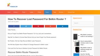 How to Recover Lost Password for Belkin Router ? | Fixingblog.com