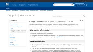Change network name or password on my Wi-Fi Extender - Bell Canada