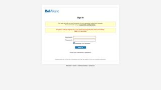 Bell Aliant NextGen Home Security - Sign In