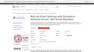 Office Bell.net Email Settings with Sympatico Webmail Server: Bell ...