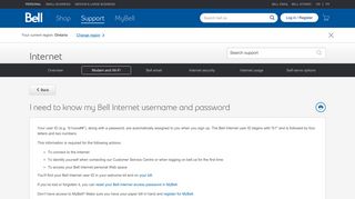 I need to know my Bell Internet user ID and password - Bell support