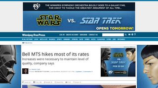Bell MTS hikes most of its rates - Winnipeg Free Press