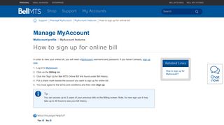 How to sign up for online bill - Bell MTS