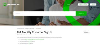 Bell Mobility Customer Sign In – PressReader Care