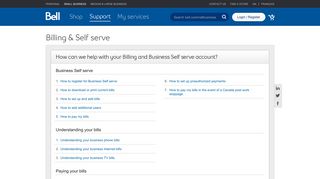 Billing and Self serve support for Bell Small Business
