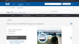How to log in to the Fibe TV app on a computer - Bell support