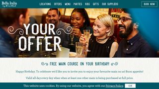Free Main Course on your Birthday! - Bella Italia | offer