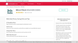 Bella Italia Deals & Offers for February 2019 | My Voucher Codes