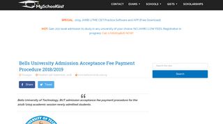 Bells University Admission Acceptance Fee Payment Procedure 2018 ...