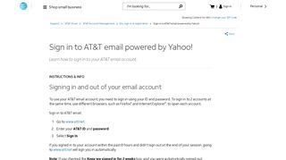 Sign in to AT&T Email Powered by Yahoo! - AT&T Email Support