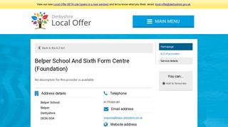 Belper School And Sixth Form Centre (Foundation) - Derbyshire Local ...