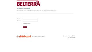 Welcome to Belterra Corporation Shiftboard Login Page