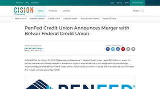 PenFed Credit Union Announces Merger with Belvoir Federal Credit ...