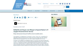 BeMyDD and Dryver.com Merge to Expand Nation's #1 Largest ...