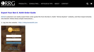 Export Your Ben E. Keith Order Guide from the Entree System Website
