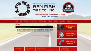 Sioux City, IA Tires Shop News :: Ben Fish Tire
