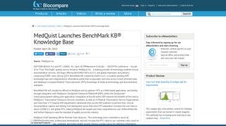 MedQuist Launches BenchMark KB® Knowledge Base | Biocompare ...