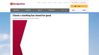 Classic e-banking has closed for good - Bendigo Bank