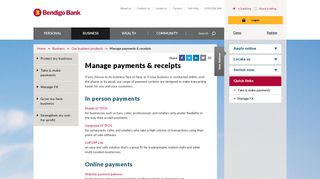 Manage payments & receipts - Bendigo Bank