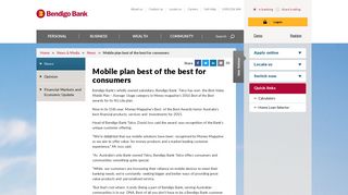 Mobile plan best of the best for consumers - Bendigo Bank