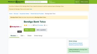 Bendigo Bank Telco Reviews - ProductReview.com.au
