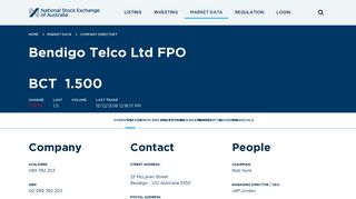 Security Details Bendigo Telco Ltd FPO BCT
