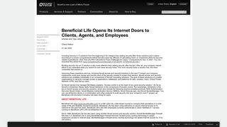 Beneficial Life Opens Its Internet Doors to Clients, Agents, and ...