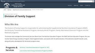 Division of Family Support - Kentucky Cabinet for Health and Family ...