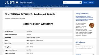 BENEFITNOW ACCOUNT Trademark of Conseco, Inc., - Registration ...