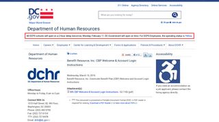 Benefit Resource, Inc. CBP Welcome & Account Login Instructions | dchr