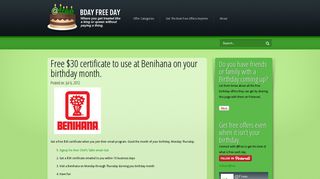 Free $30 certificate to use at Benihana on your birthday month ...