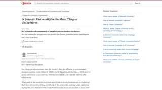 Is Bennett University better than Thapar University? - Quora