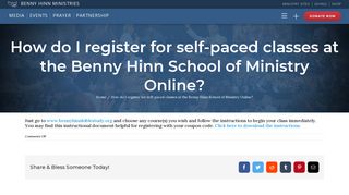 How do I register for self-paced classes at the Benny Hinn School of ...
