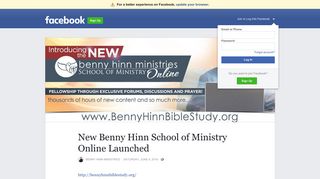 New Benny Hinn School of Ministry Online Launched - Facebook