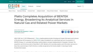 Platts Completes Acquisition of BENTEK Energy, Broadening Its ...